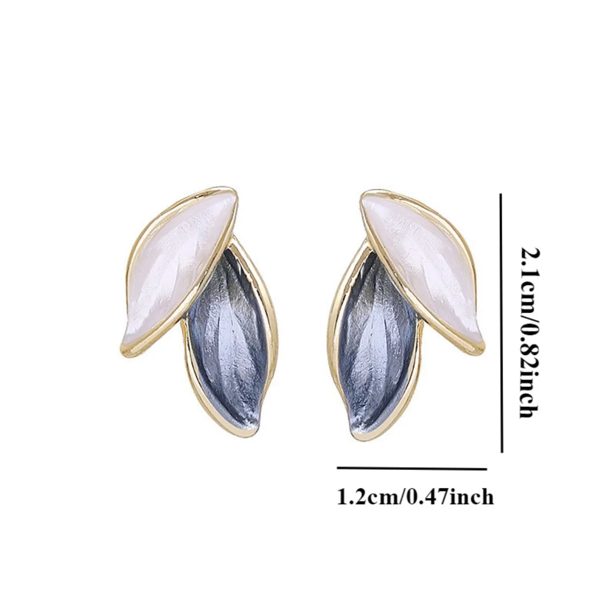 Blue White Leaf Earring Light Colors Elegant Women