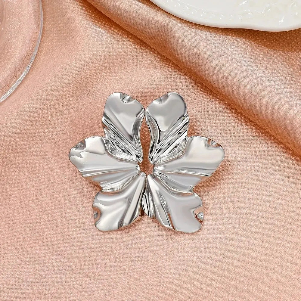 Big Metal Flower Shape Earring Stud