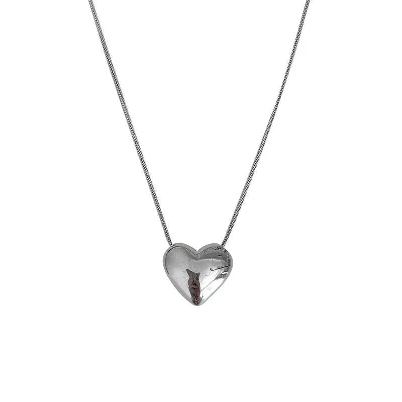 Silver Love Heart Pendant Necklace