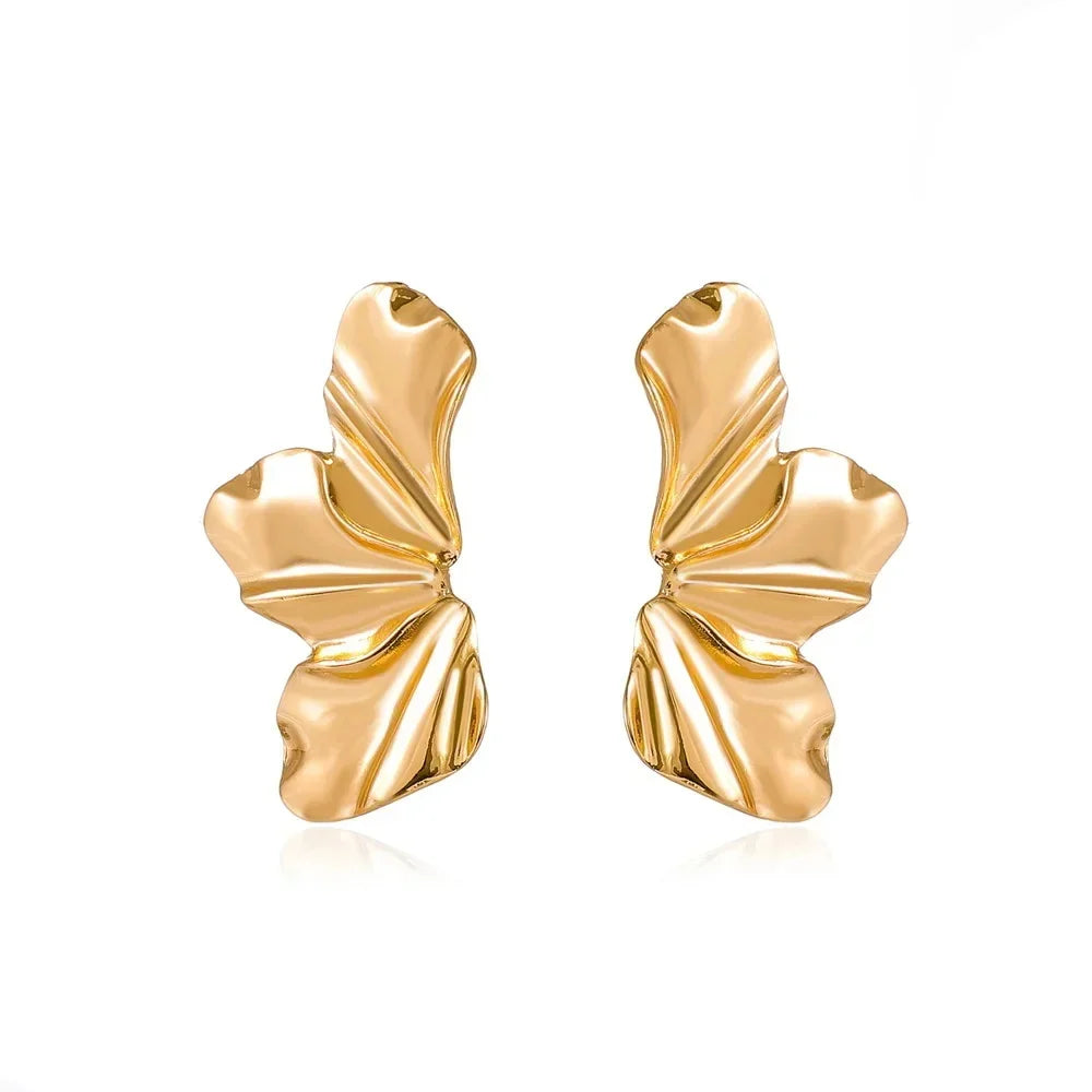 Big Metal Flower Shape Earring Stud
