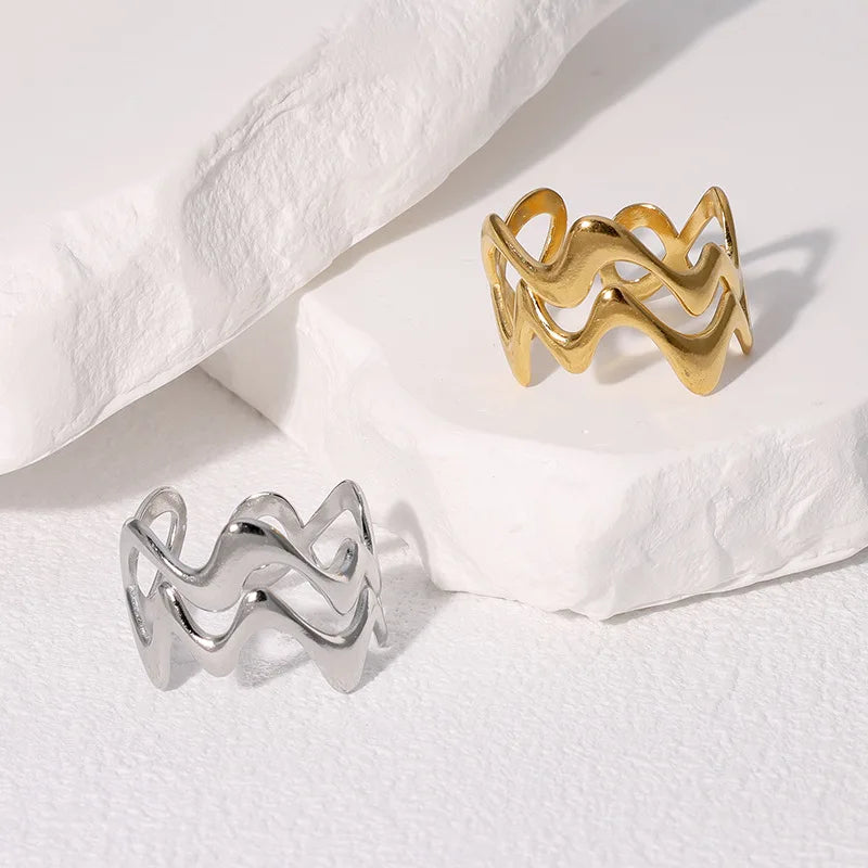 Stainless Steel Irregular Wave Rings