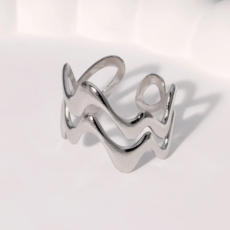 Stainless Steel Irregular Wave Rings