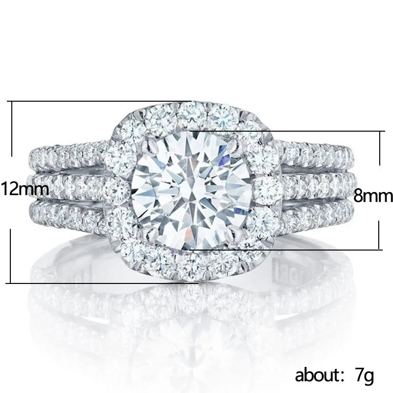 Light luxury classic 925 sterling silver square moissanite ring