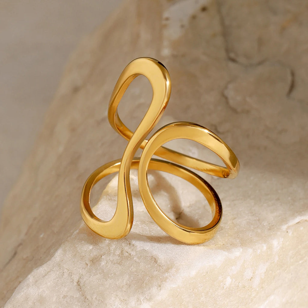 Stainless Steel Unique Original Gold Color Ring