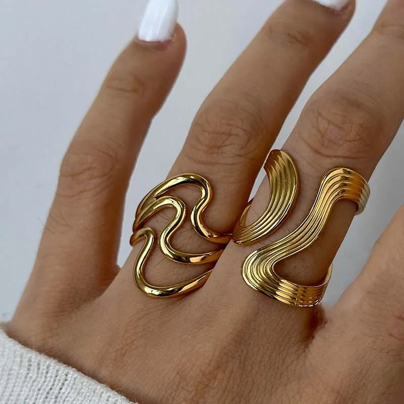 Stainless Steel Irregular Wave Rings