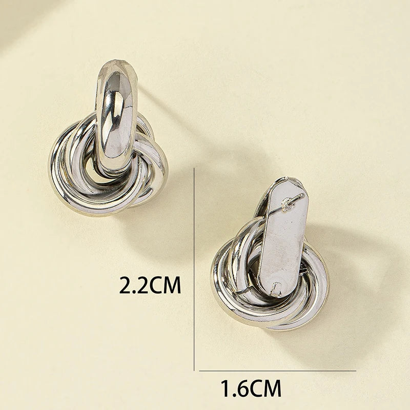 2 Pair Set Gold and Silver Color Knot Hoop Earring Set
