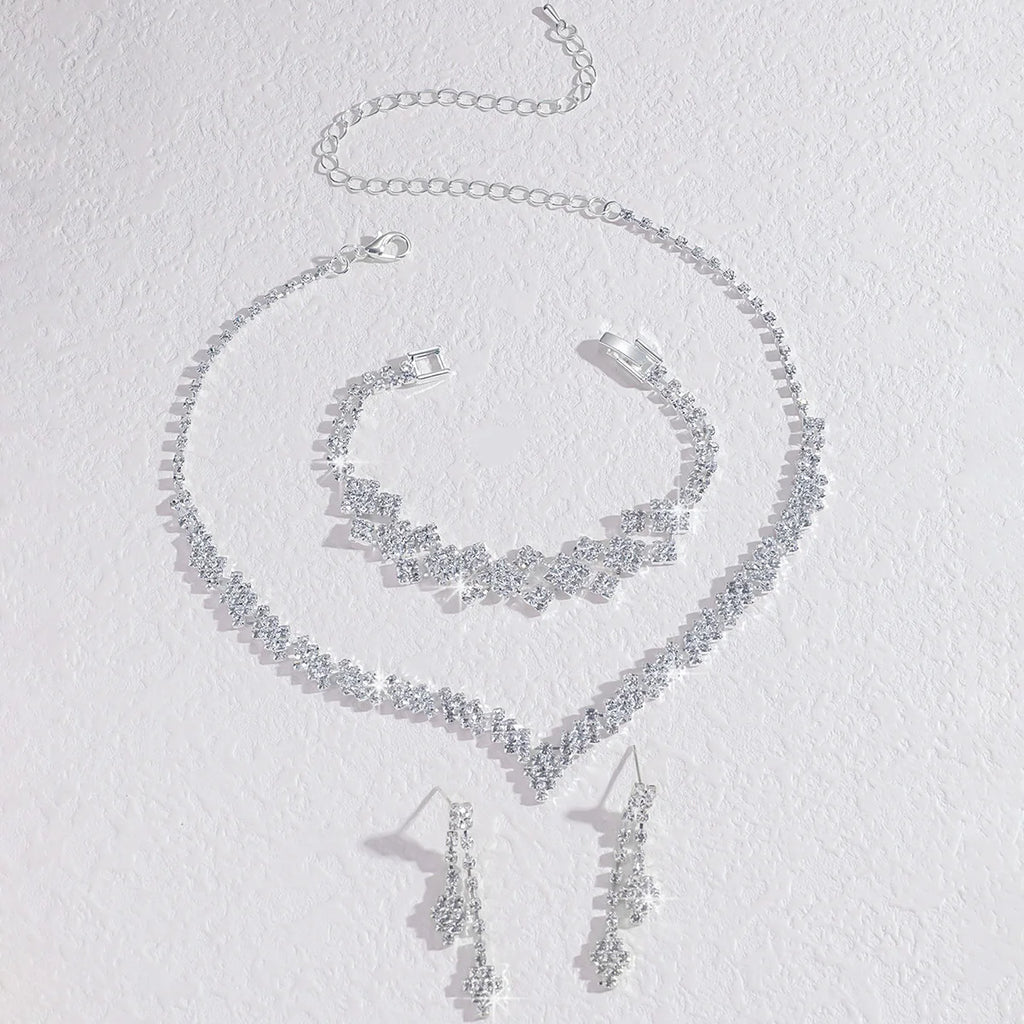 silver plated rhinestone folding tassel earrings necklace jewelry