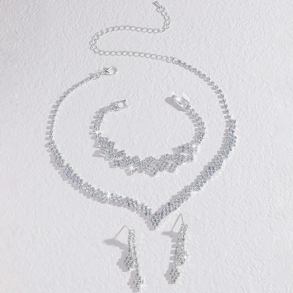 silver plated rhinestone folding tassel earrings necklace jewelry