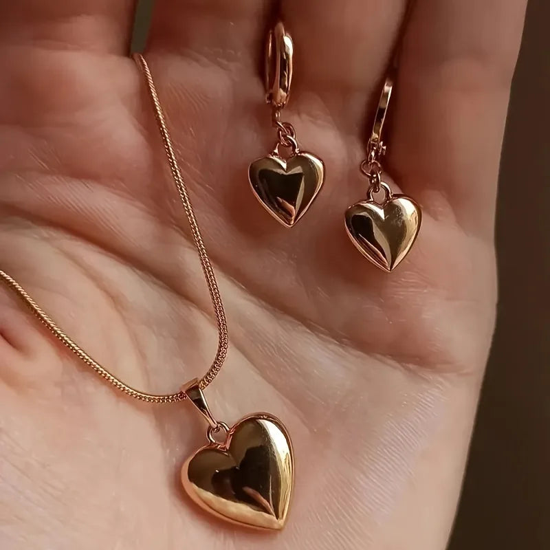Glossy Gold Plated Metal Love Heart Accessories