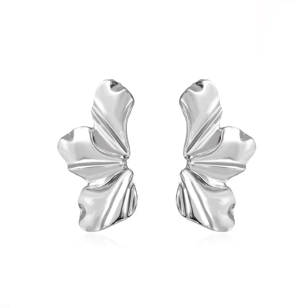 Big Metal Flower Shape Earring Stud