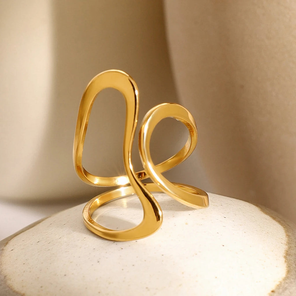 Stainless Steel Unique Original Gold Color Ring