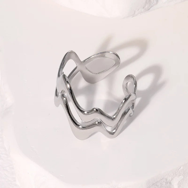Stainless Steel Irregular Wave Rings