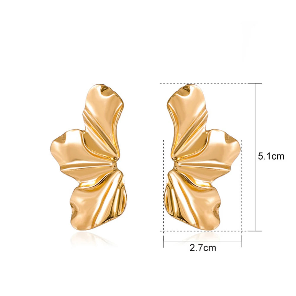 Big Metal Flower Shape Earring Stud