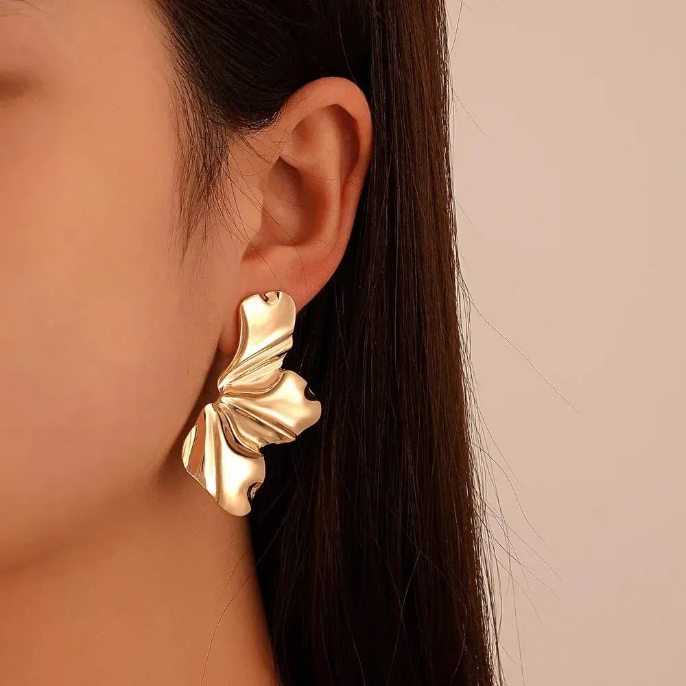 Big Metal Flower Shape Earring Stud